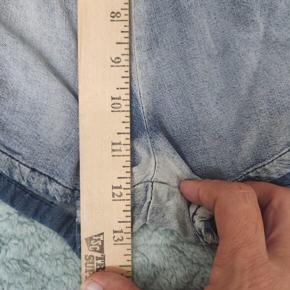 MISS ME CHAMBRAY & LACE KEEPSAKE ROMPER DENIM JUMPSUIT Small Pockets - Picture 14 of 14